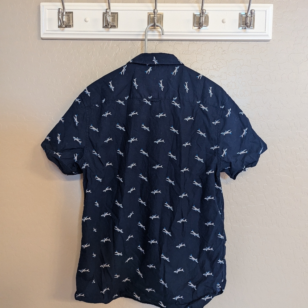 Denim and Flower Aviation Casual Button Down Shirt w/ Jets Mens Small - Picture 4 of 4